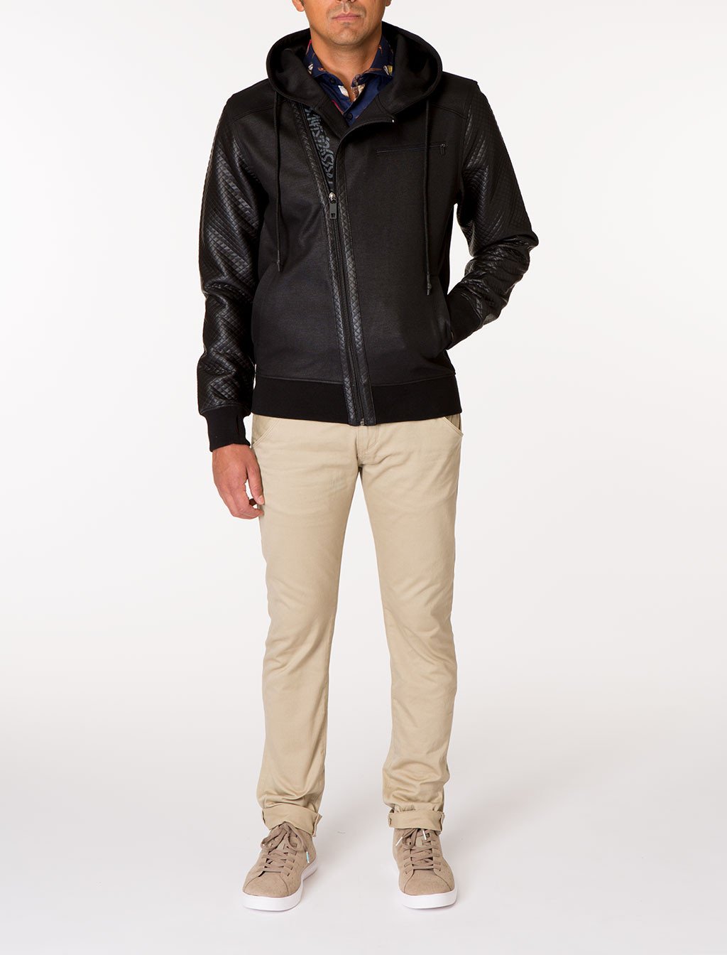 EMPEROR Asymmetric Knit Track Hooded Jacket