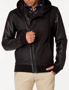 EMPEROR Asymmetric Knit Track Hooded Jacket