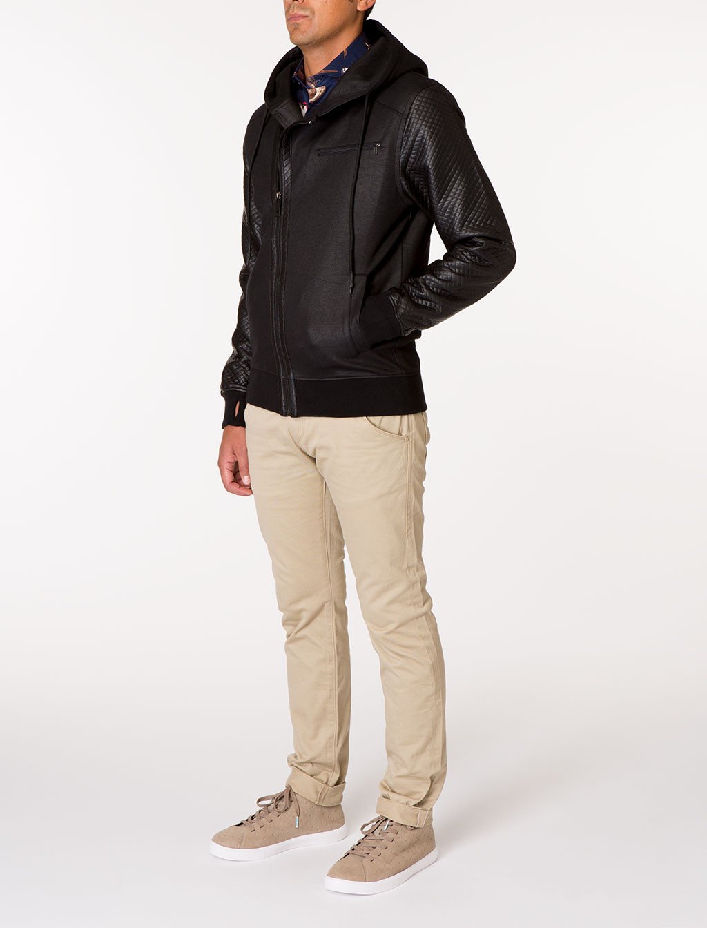 EMPEROR Asymmetric Knit Track Hooded Jacket