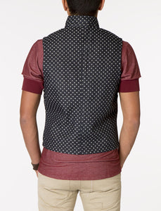 SATURN Denim Jacquard Polka Dot Vest