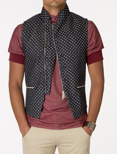 SATURN Denim Jacquard Polka Dot Vest