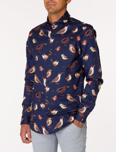 WALT Bird Print Long Sleeve Woven Shirt