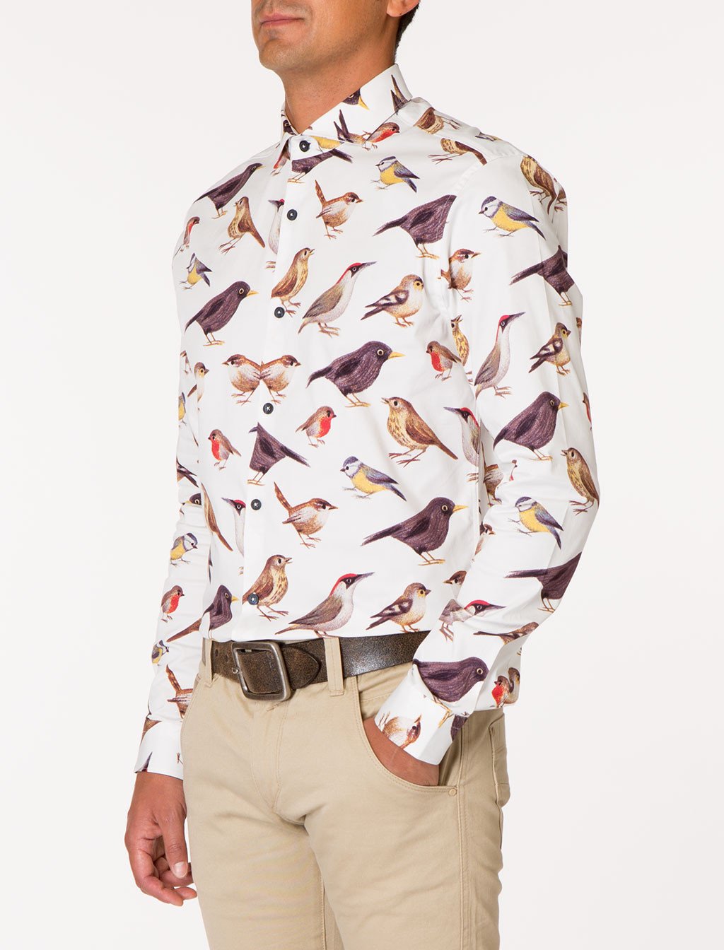 WALT Bird Print Long Sleeve Woven Shirt